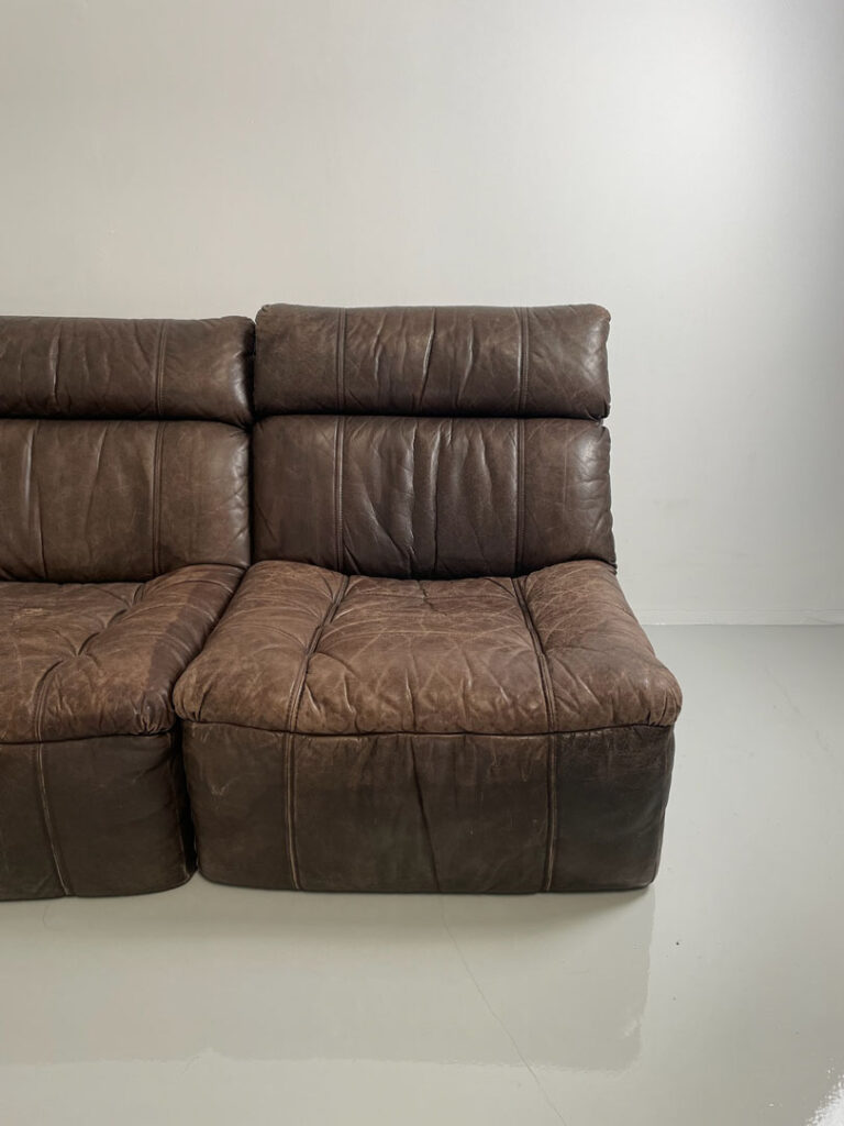 Vintage bruin leren designer bank